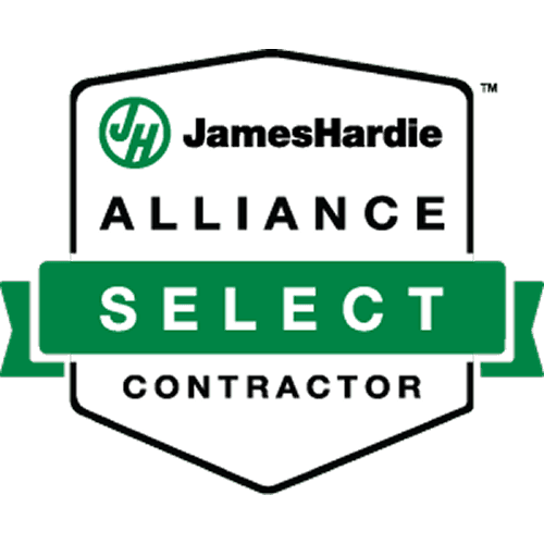 The logo for a James Hardie Alliance Select Contractor.