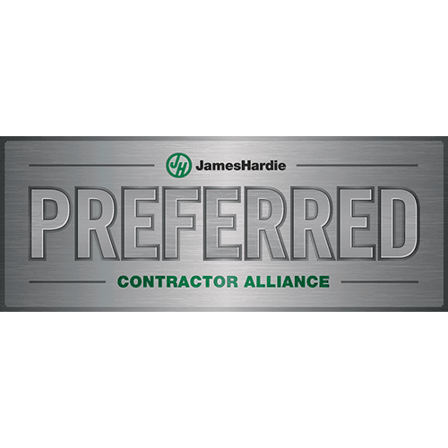 The logo badge for a James Hardie Preferred Contractor.