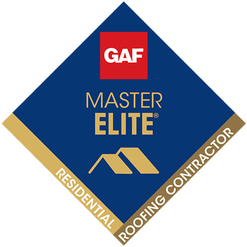 The logo for a GAF Master Elite roofing contractor.